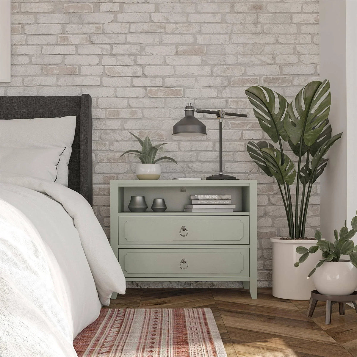Drawer Nightstand, Green