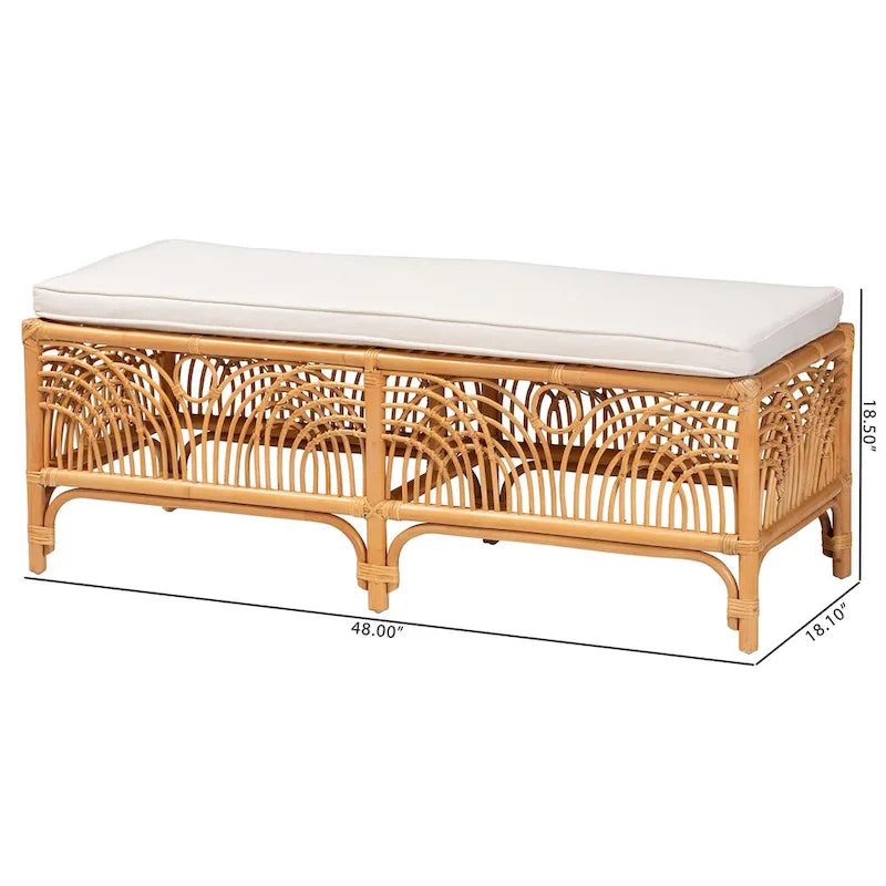 Bali & Pari Materra Contemporary Bohemian Natural Brown Rattan Bench