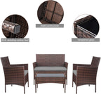 Homall 4 Pieces Outdoor Patio Furniture Sets Rattan Chair Wicker Set, Outdoor Indoor Use Backyard Porch Garden Poolside Balcony Furniture Sets Clearance (Brown and Beige)