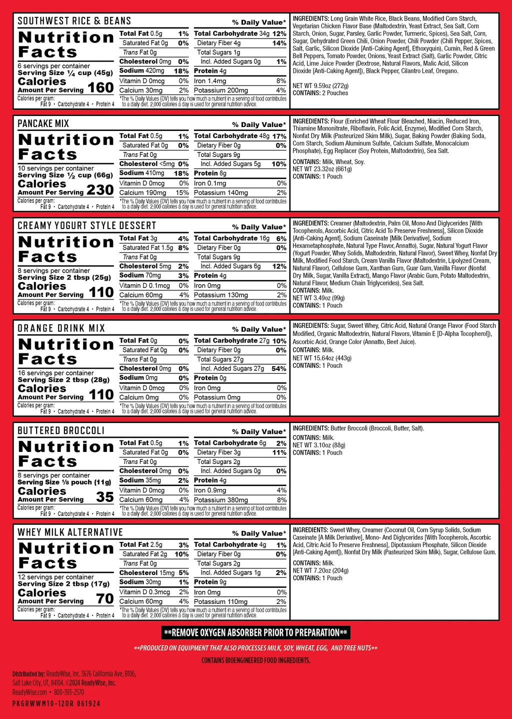 ReadyWise Emergency Food Supply, 120 Serving Entree and Beverage