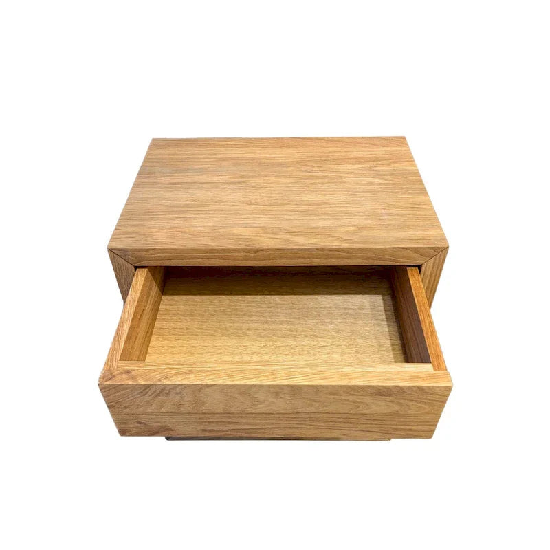 Solid Oak Scandinavian Floating Nightstand with Drawer - Stylish Bedroom Side Table