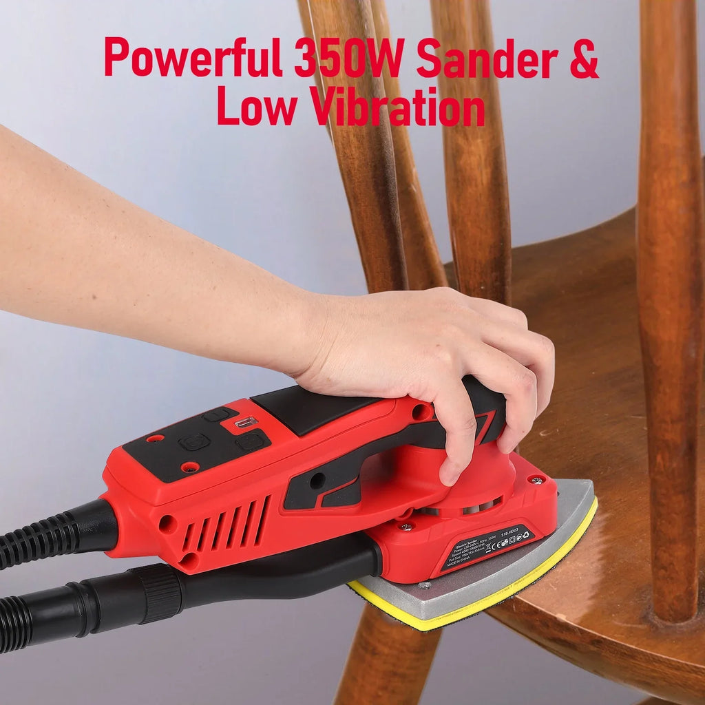 M optimized Electric Detail Sander with 12 Sanding Paper, 350W Brushless Motor Mouse Sander, Powerful & Low Vibration, 10000 RPM, for Wood Working