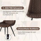 Set of 2 Leather Dining Chairs with Metal Legs