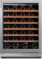 24'' Wine Cooler Refrigerator - 46 Bottle Wine Fridge Dual Zone with Modern Touch Intelligent Digital 40°-65°F Low Noise, Built in or Freestanding Wine Cooler for Home and Kitchen