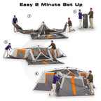 Ozark Trail 20' x 18' 12 - Person 3 - Room Instant Cabin Tent with Screen Room, 56.5 lb