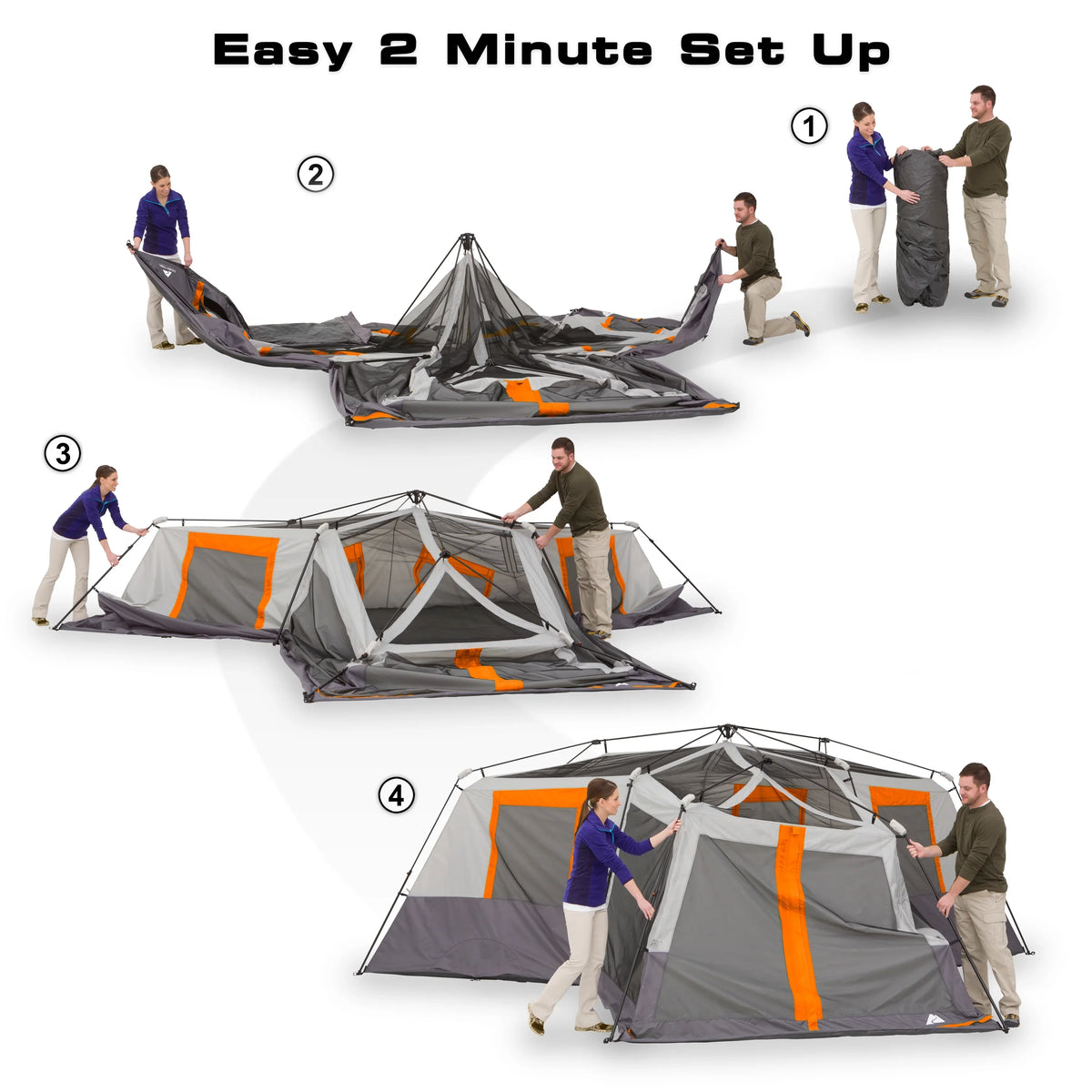 Ozark Trail 20' x 18' 12 - Person 3 - Room Instant Cabin Tent with Screen Room, 56.5 lb