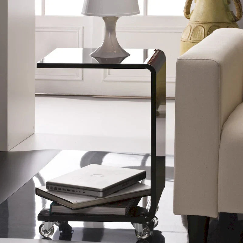 C-Shaped 100% Acrylic Accent Table for Indoor/Outdoor Use