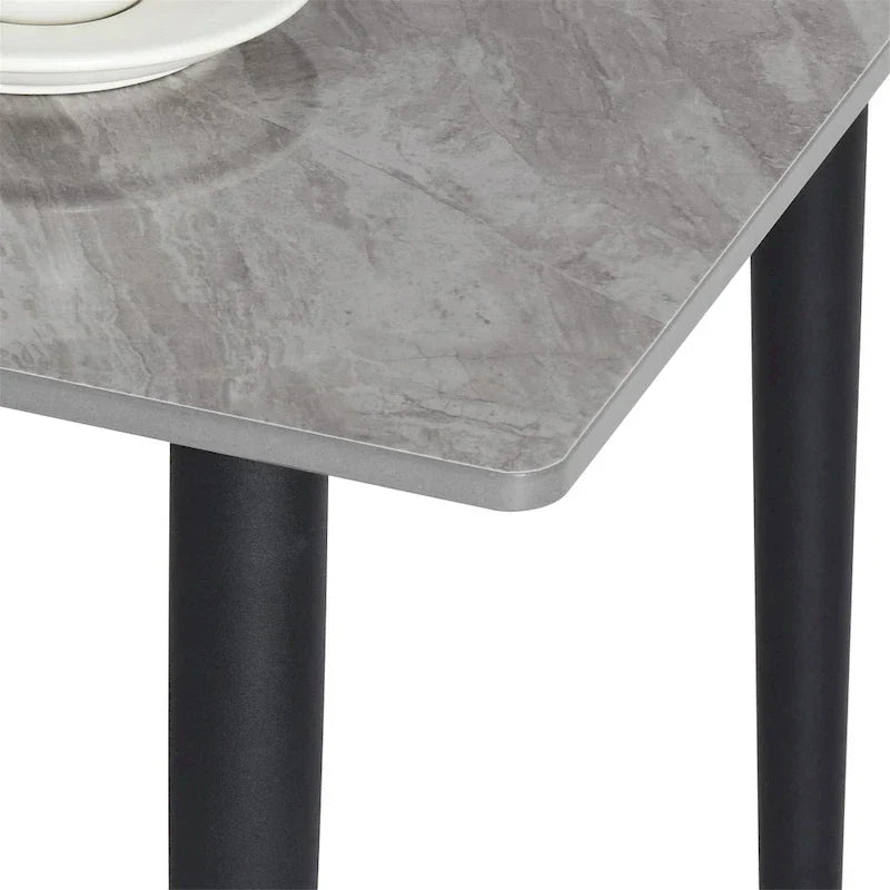 Contemporary Kitchen Table with Metal Frame and Sintered Stone Top