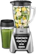 2025 Oster Blender | Pro 1200 with Glass Jar, 24-Ounce Smoothie Cup, Brushed Nickel