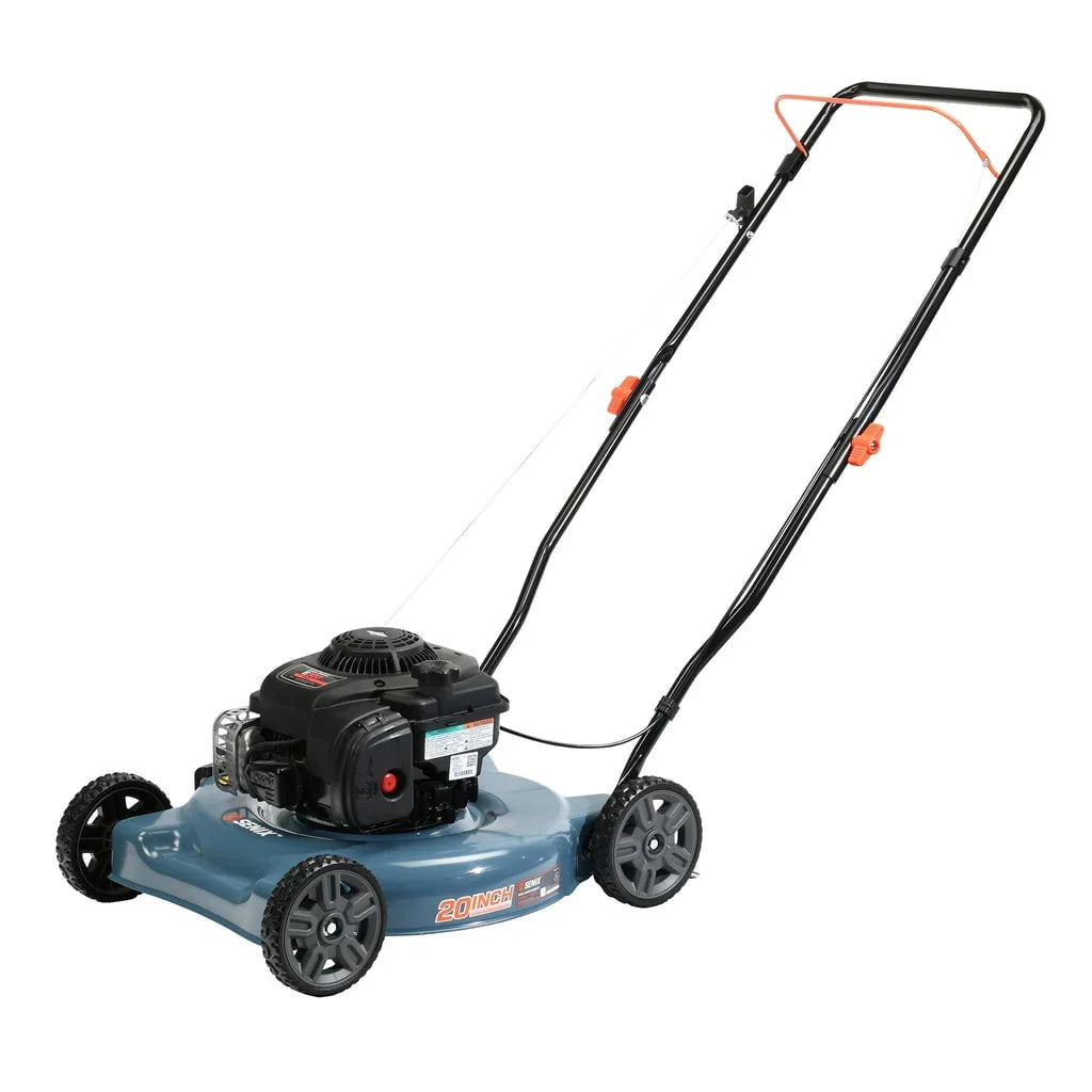 SENIX Gas Lawn Mower, 20-Inch, 125 cc 4-Cycle Briggs & Stratton Engine, Push Lawnmower with Side Discharge, 3-Position Height Adjustment, LSPG-L2, Blue