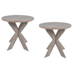 COZAYH Set of 2 Rustic Farmhouse End Tables with Storage Shelf - Vintage Grey French Country Accent Side Tables