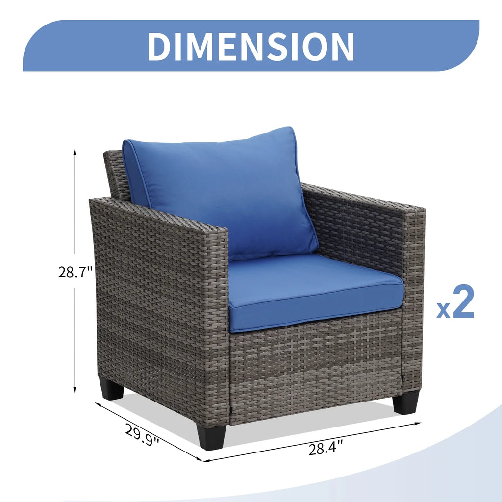 Ainfox 7 Pcs Outdoor Patio Furniture Sofa Set on Sale, Grey Rattan Grey Cushion