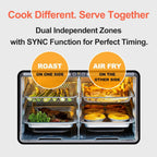 HotKing Dual-Zone Air Fryer Toaster Oven Combo, 28 QT Extra Large, Non Toxic Stainless Steel