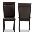 Modern Dark Brown Faux Leather Dining Chair Set by Baxton Studio