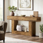 63-Inch Brown and Gray Slim Wooden Console Table for Entryway