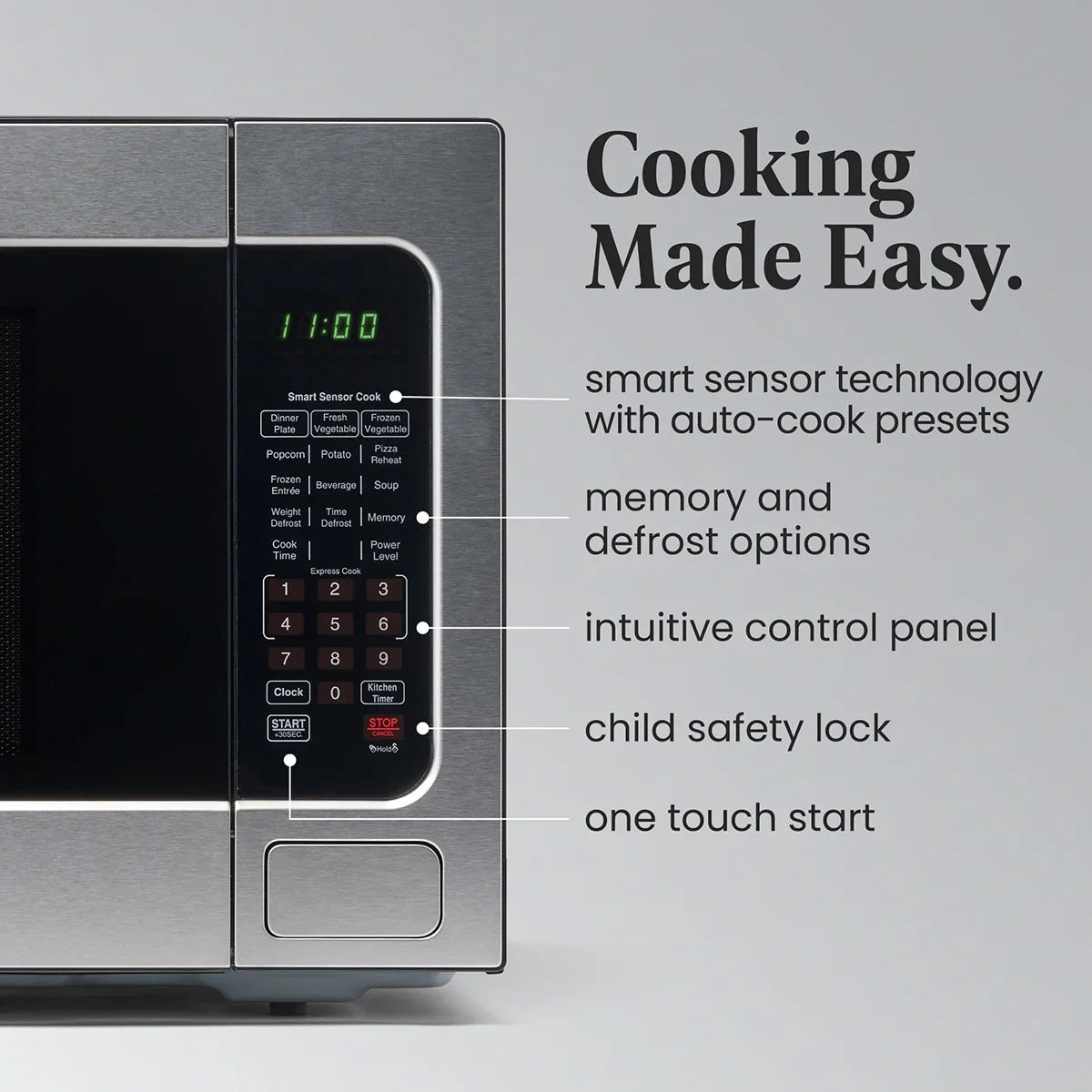 Farberware FMGZ09BKA 0.9 Cu. Ft. Microwave Oven, 900W, Digital Control, LED Display, 6 Cooking Presets, Black