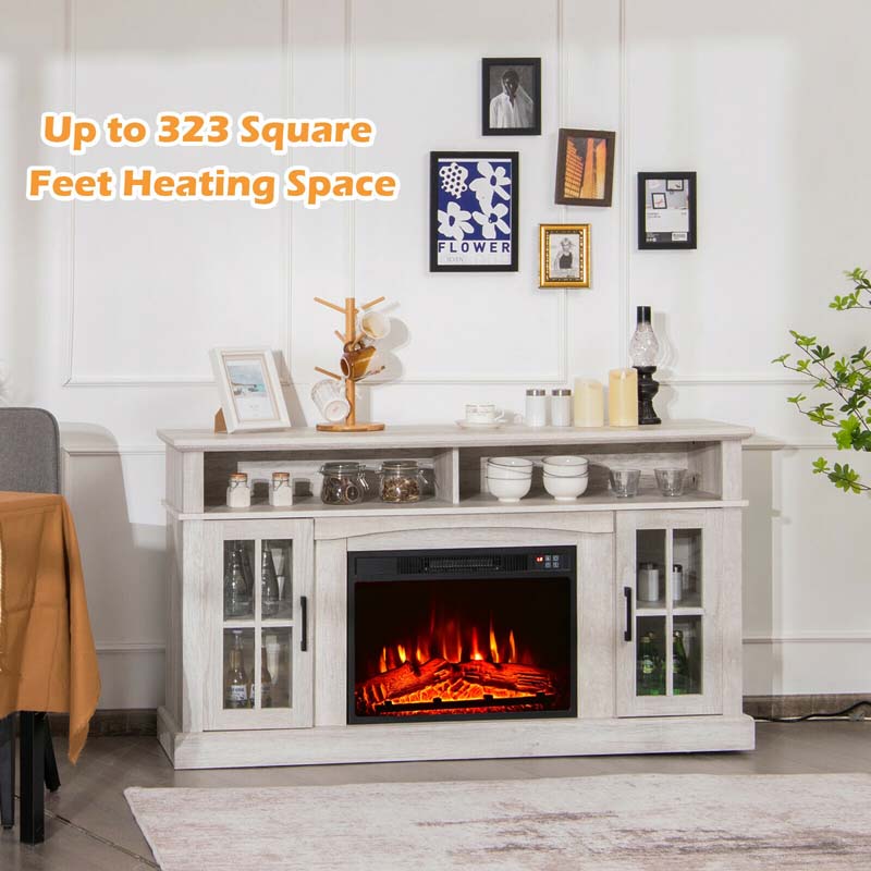 58" TV Console with 23" Fireplace Insert, Fireplace TV Stand for TVs up to 65 Inches, 1400W Electric Fireplace Heater