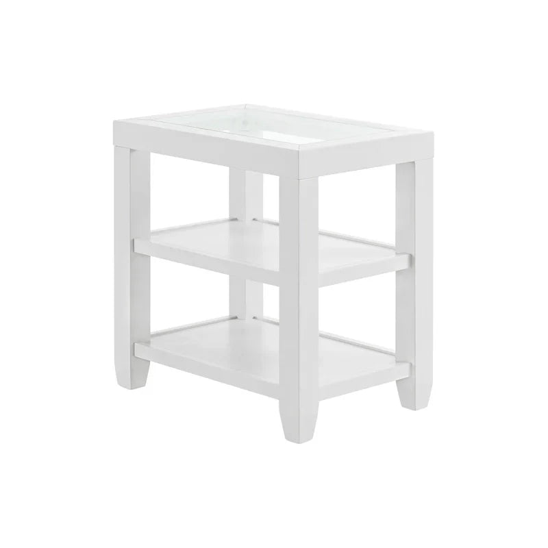 Cordero 16-Inch Wide Wood and Glass Top Chairside End Table with Shelf Storage
