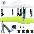 HOTEEL 10x15 Heavy Duty Canopy Tent ,Pop up Canopy for Parties Wedding,Commercial Easy up Gazebo with Roller Bag,UV 50+ &,White