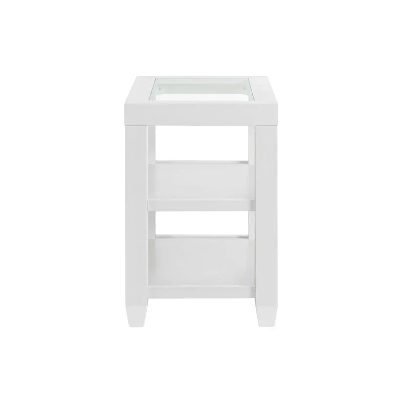 Cordero 16-Inch Wide Wood and Glass Top Chairside End Table with Shelf Storage