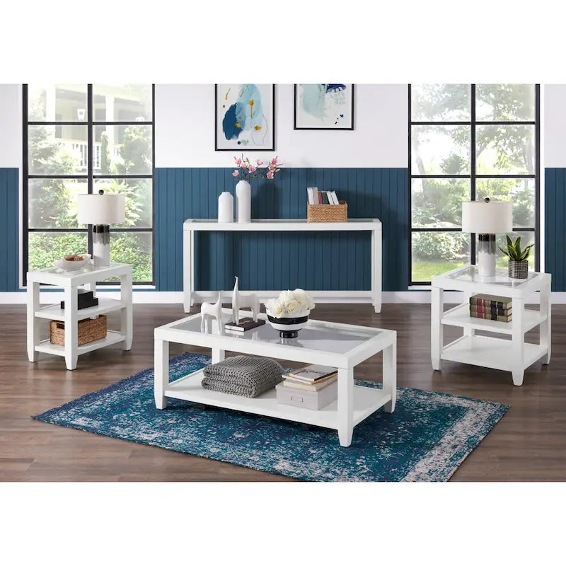 Cordero 16-Inch Wide Wood and Glass Top Chairside End Table with Shelf Storage