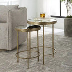 David Frisch Set of 2 Iron and Glass Nesting Tables by Porch & Den