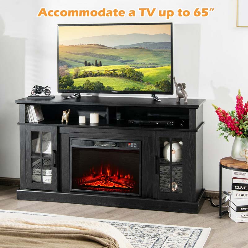 58" TV Console with 23" Fireplace Insert, Fireplace TV Stand for TVs up to 65 Inches, 1400W Electric Fireplace Heater