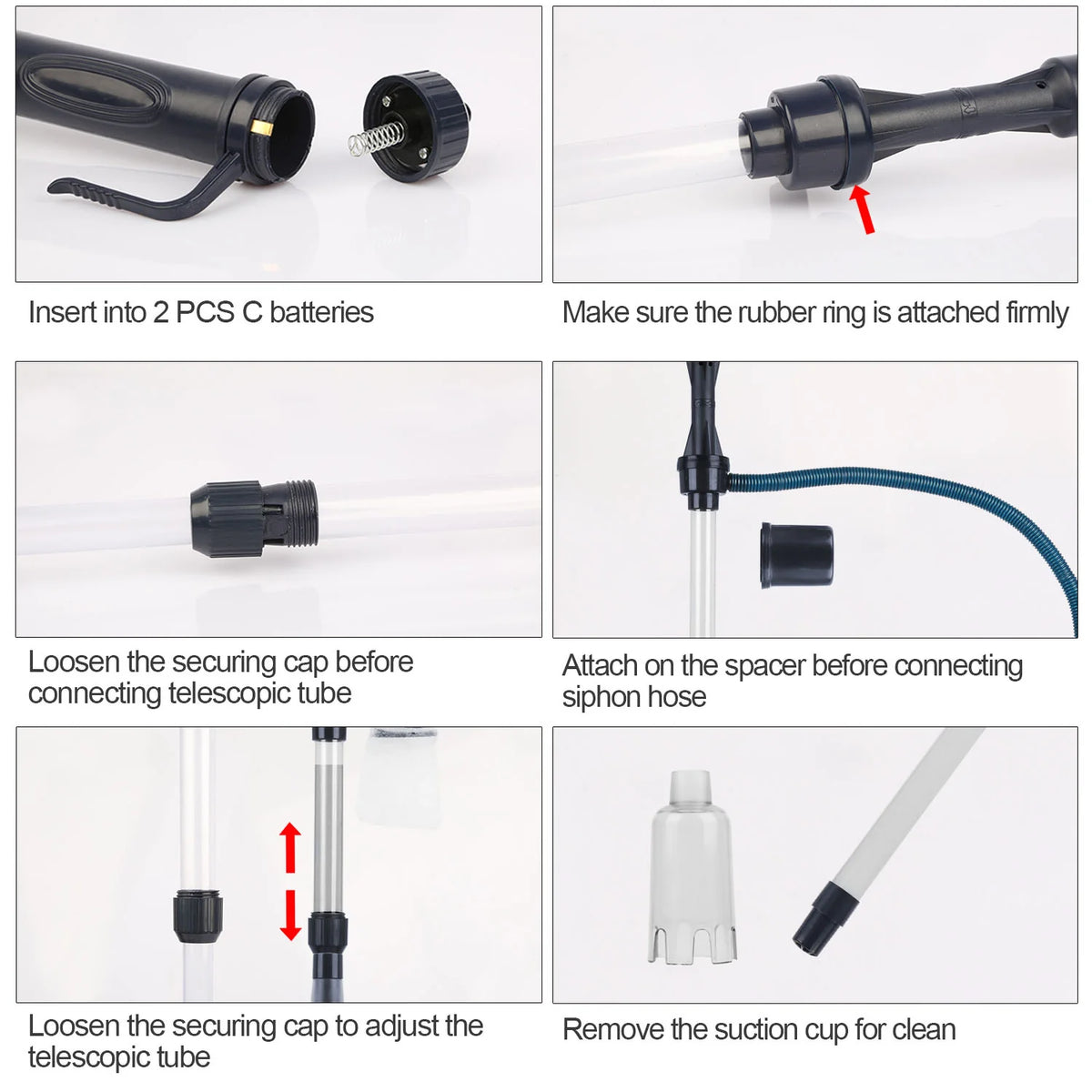 Battery Operated Aquarium Vacuum Gravel Cleaner Portable Fish Tank Cleaner Siphon Pump