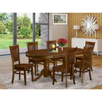 East West Furniture 7-Piece Oval Dining Set - Espresso Wooden Table with 6 Matching Chairs (Customizable Seat Options)
