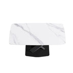 63-Inch Contemporary Dining Table with Slate Stone Surface and Metal Legs, Marble Finish