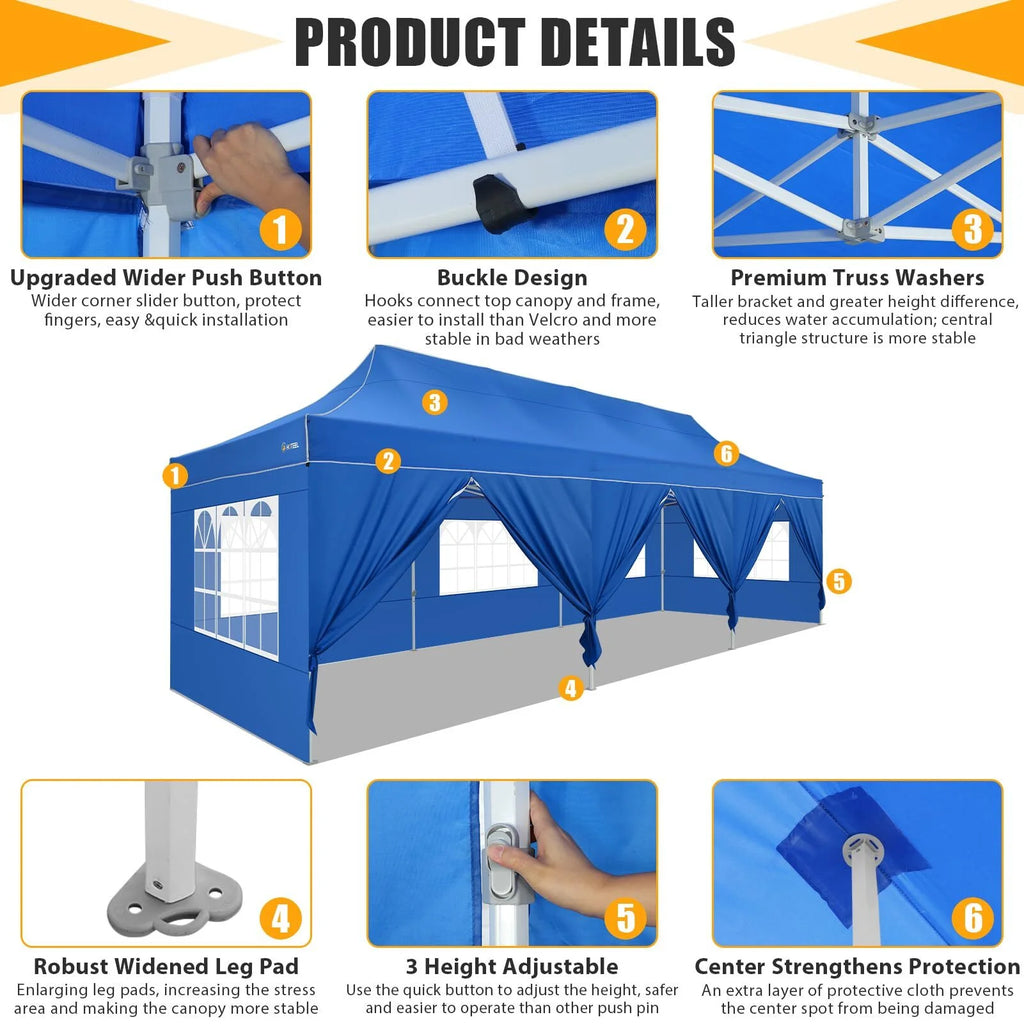 Hoteel 10x15 Heavy Duty Canopy Tent with 4 Sidewalls,Pop up Canopy for Parties Wedding,Commercial Easy up Gazebo with Roller Bag,UV 50+ &,Black