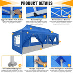 Hoteel 10x15 Heavy Duty Canopy Tent with 4 Sidewalls,Pop up Canopy for Parties Wedding,Commercial Easy up Gazebo with Roller Bag,UV 50+ &,Black