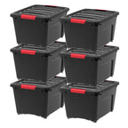 Stack & Pull Storage Box - 32 QT, 6 Pack, Black