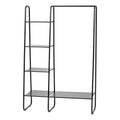 Metal Garment Rack with Metal Mesh Shelves | Black