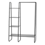 Metal Garment Rack with Metal Mesh Shelves | Black
