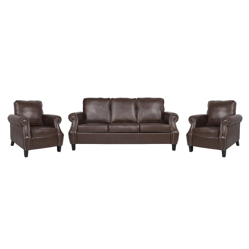 Christopher Knight Home Dowd Faux Leather 3-Piece Club Chair and Sofa Set