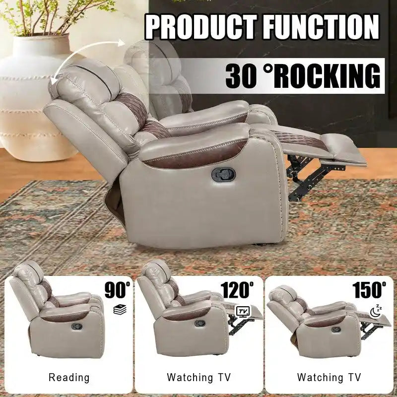 Spacious Faux Leather American-Style Recliner Chair for Living Room