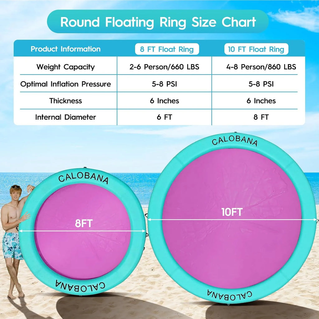 Round Floating Ring Hammock - Heavy Duty Inflatable Raft