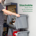 Stackable Storage Bins Open Front, Large, Heavy Duty Garage Organization 1 Pack