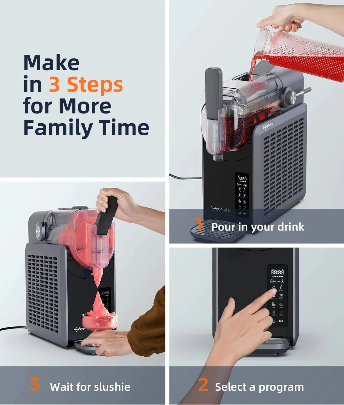 Slushie Machine - Professional Frozen Drink Maker No Ice Needed- 70 oz Slushy Machine for Home with LED Display - One-Touch Reservation & 6 Pre-set Programs for Frozen Margaritas, Frappés & Ice Cream