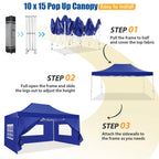 Hoteel 10x15 Heavy Duty Canopy Tent with 4 Sidewalls,Pop up Canopy for Parties Wedding,Commercial Easy up Gazebo with Roller Bag,UV 50+ &,Black