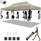 HOTEEL 10x15 Heavy Duty Canopy Tent ,Pop up Canopy for Parties Wedding,Commercial Easy up Gazebo with Roller Bag,UV 50+ &,White