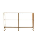Jensen Gold Metal Console Table with Glass Shelves by SEI Furniture - Narrow Design