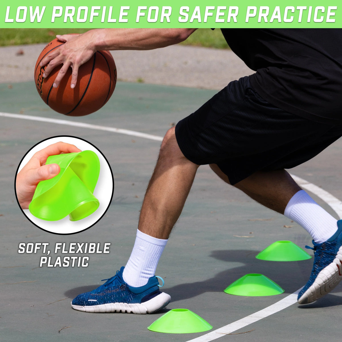 Sports Training Cones with Tote, 20-pk | Green