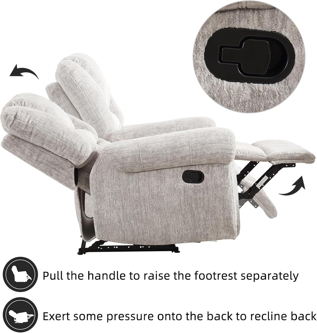 CANMOV Leather Recliner Chair, Classic and Traditional Manual Recliner Chair with Comfortable Arms and Back Single Sofa for Living Room, Nut Brown