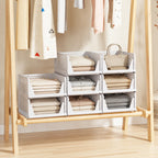 8-Pack Stackable Closet Storage Bins with Pull-Out Rails, White Foldable PP Organizers