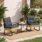 Tangkula 3 Pieces Outdoor Rocking Chairs Set for Garden