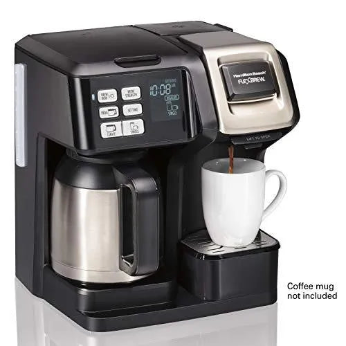 Thermal Coffee Maker, Single Serve & Full Pot, Compatible with Pods or Grounds, Programmable, Black and Stainless ()