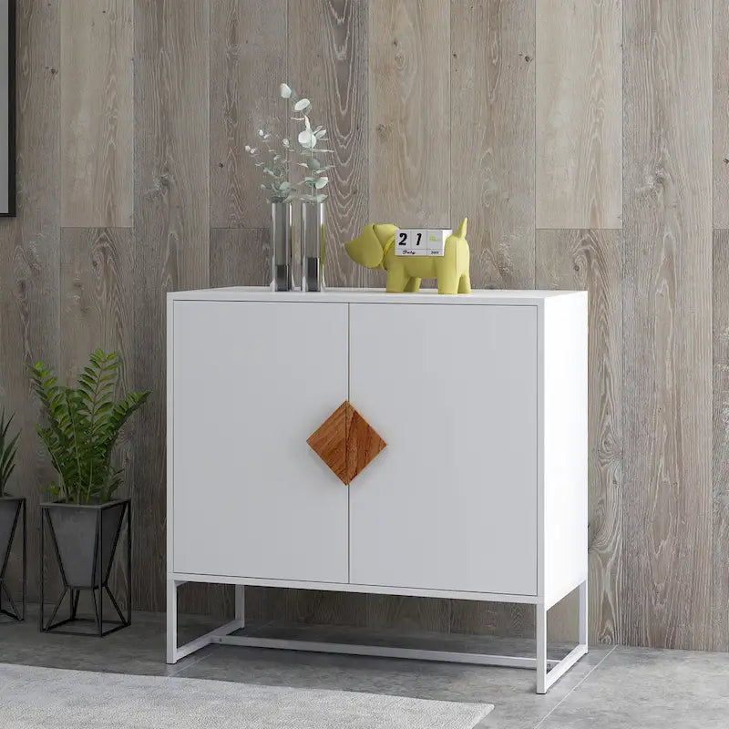 CUSchoice Solid Wood Square Handle 2-Door Sideboard