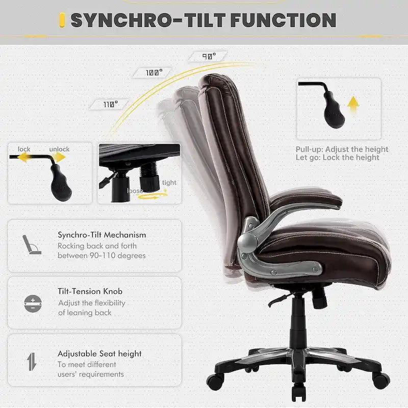 Ergonomic Office Chair with High Back Flip Up Armrests and Rolling Base